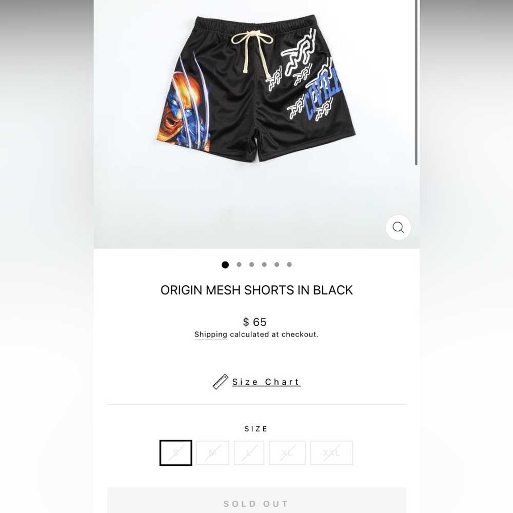 ❗️SOLD❗️Officially Licensed Civil Regime x Marvel Wolverine “Origin Mesh Shorts”